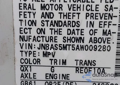 2010 Nissan Rogue S z USA, uszkodzony, nr VIN JN8AS5MT5AW009280